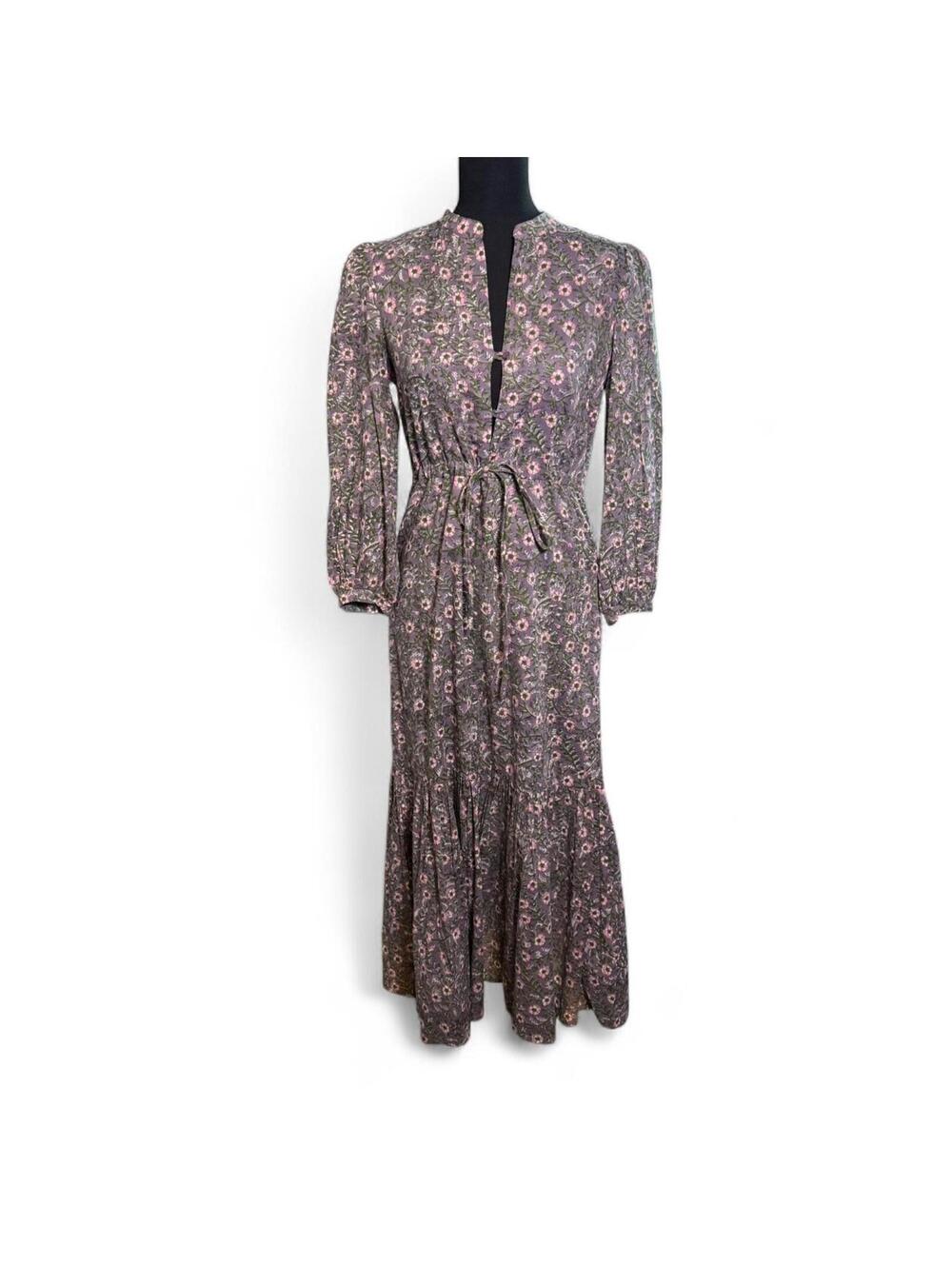 Emerson Fry Frances Organic Cotton Maxi Dress in Midnight Wildflower sz XS